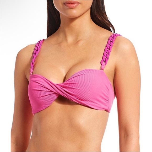 Jess Southern for Gianni Bini Removable Chain Strap Twist Bandeau Bikini Top - Picture 1 of 6
